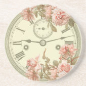  klok en roze rozen Ephemera Onderzetter (Voorkant)