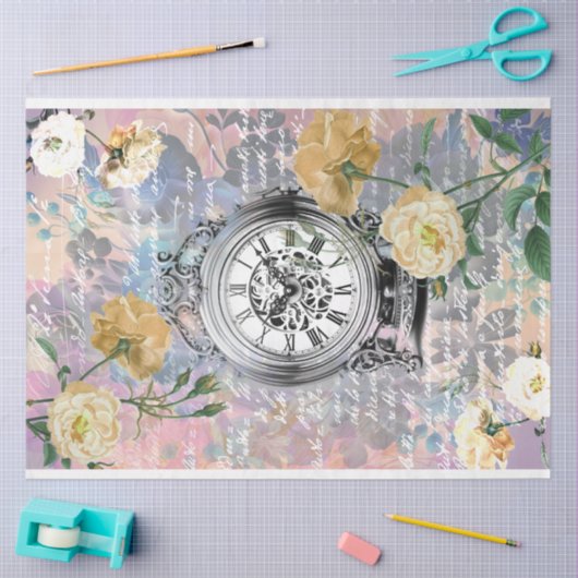klok en Rozen Decoupage Tissuepapier (Craft)