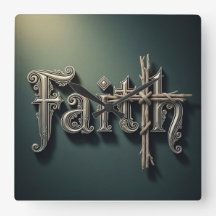 Klok 'Faith' voor aan de muur - Religieuze decorat