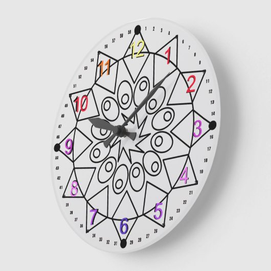 Klok - Fijne Mandala met gekleurde getallen (Hoek)