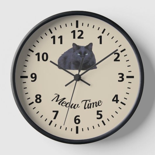 Klok - Gemiddelde tijd met zwarte kat (Voorkant)