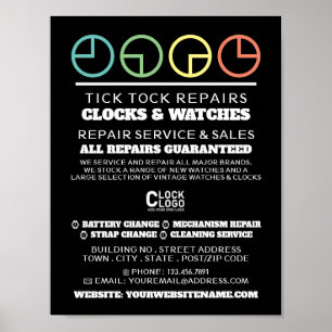 Klok Gezicht Iconen, Horoloog Adverteren Poster