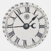 Klok Gezicht Maanfase Ronde Sticker (Voorkant)