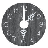 Klok gezicht op donkergrijs hout kerstboom rok (Voorkant)