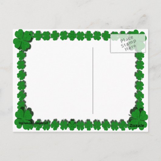 Klok goud met klaverbeeld voor St Patrick's Day Briefkaart (Achterkant)