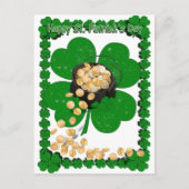 Klok goud met klaverbeeld voor St Patrick's Day Briefkaart (Voorkant)