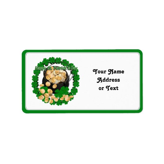 Klok goud met klaverbeeld voor St Patrick's Day Etiket (Voorkant)