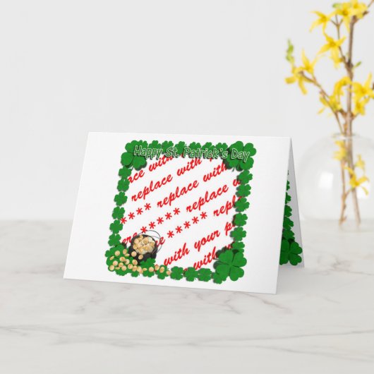 Klok goud met klaverbeeld voor St Patrick's Day Kaart (Gele Bloem)