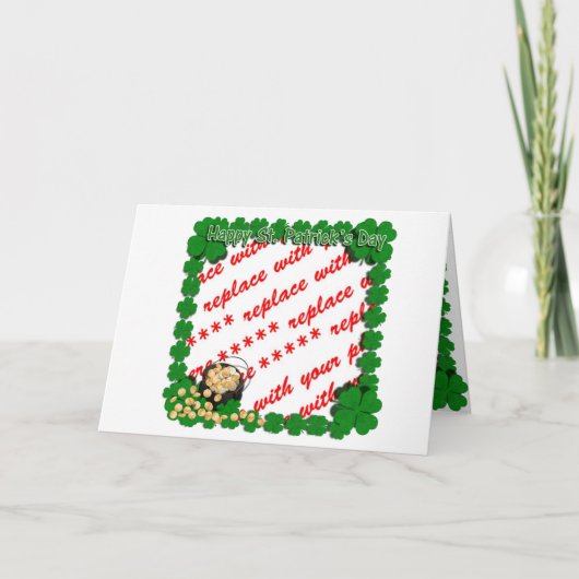 Klok goud met klaverbeeld voor St Patrick's Day Kaart (Voorkant)