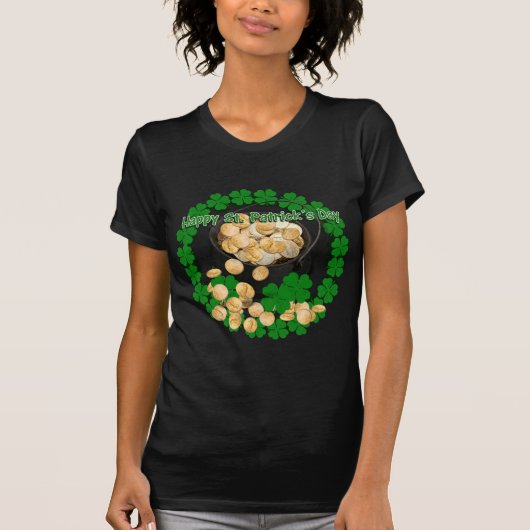 Klok goud met klaverbeeld voor St Patrick's Day T-shirt (Voorkant)