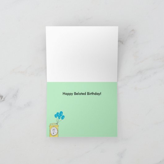 Klok Happy Verlate Verjaardag Kaart (Binnen)