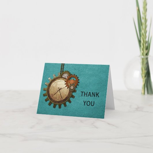  klok Hartelijk dank, Turquoise Bedankkaart (Voorkant)