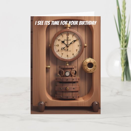 Klok Ik zie zijn tijd voor je verjaardag Kaart (Voorkant)