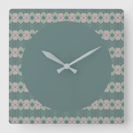 Klok in Blauwgroen en vaag Roos