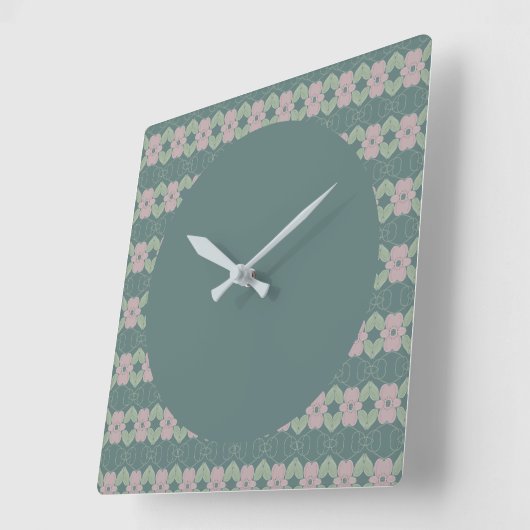 Klok in Blauwgroen en vaag Roos (Hoek)