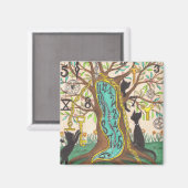 Klok in boom smelten met katten magneet (Voorkant / Achterkant)