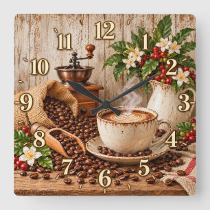 Klok in de vorm van een vintage koffiekopje voor i