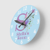 Klok in een Floral Ontwerp met Naam & Initiaal (Hoek)