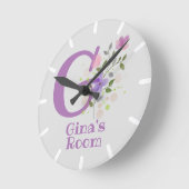 Klok in een Floral Ontwerp met Naam & Initiaal (Hoek)