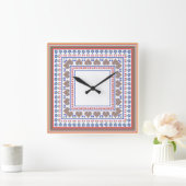 Klok in folk art stijl rand vierkant (Huis)