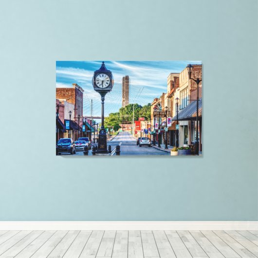 Klok in het centrum van Cape Girardeau Canvas Afdruk (Insitu (Houten vloer))