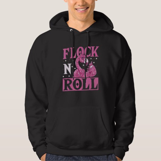 Klok in Roll Flamingo Rock and Roll Hoodie (Voorkant)