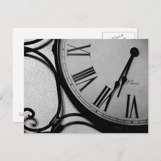 KLOK IN ZWART & WIT BRIEFKAART (Voorkant / Achterkant)