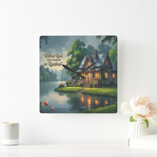 Klok-Inspirerend wandklok. Vierkante Klok (Huis)