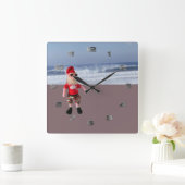 Klok - Kerstman op de strand (Huis)