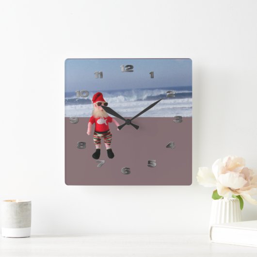 Klok - Kerstman op de strand (Huis)