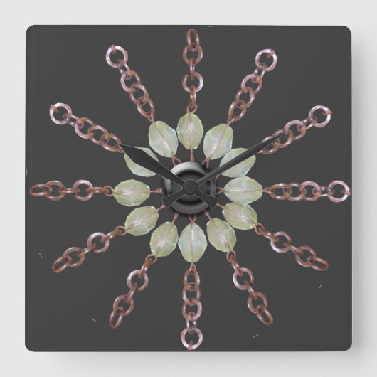 Klok - Koperketting en glasparels (Voorkant)