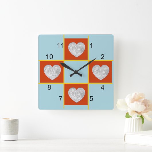 Klok - Lijsten met rood hart (Huis)