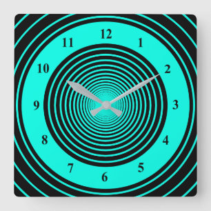 Klok met Aangepaste Kleuren Cirkels - Turquoise