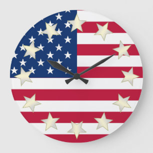 Klok met Amerikaanse vlag ster markeringen