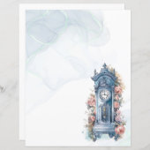  klok met bloemen die papier schrijven (Voorkant / Achterkant)