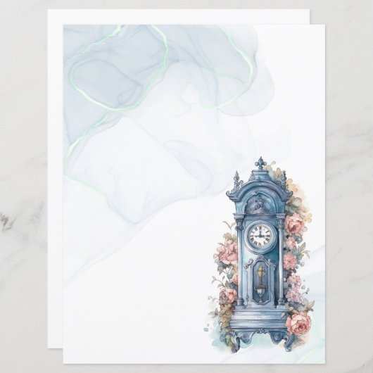  klok met bloemen die papier schrijven (Voorkant / Achterkant)