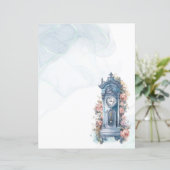  klok met bloemen die papier schrijven (Staand voorkant)