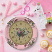  klok met bloemen papieren bordje (Feest)