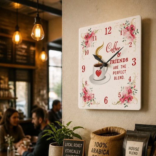 Klok met de tekst 'Coffee and Friends Perfect Blen