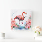 Klok met Flamingo en Bloemen (Huis)