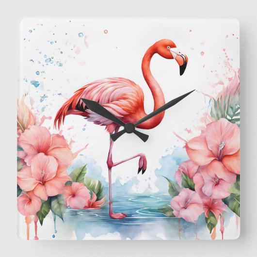 Klok met Flamingo en Bloemen (Voorkant)
