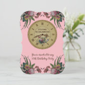  klok met Flowers Birthday Party Kaart (Staand voorkant)