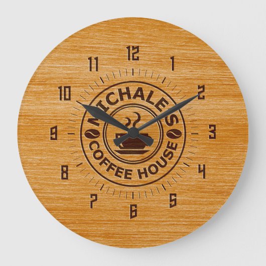 Klok met graveereffect voor Michale's Coffee House (Voorkant)