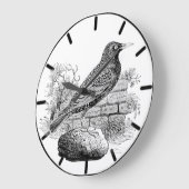 Klok met grote afbeelding van Spreeuw Britse vogel (Hoek)