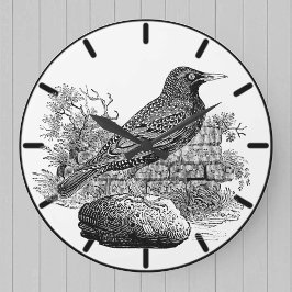 Klok met grote afbeelding van Spreeuw Britse vogel