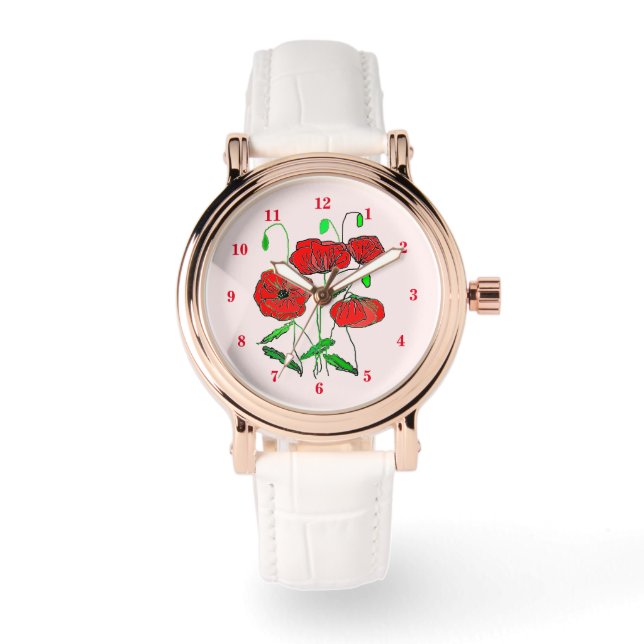Klok met klaprozen horloge (Voorkant)
