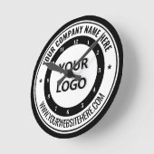 Klok met logo Upload uw logo Voeg tekst naam info  (Hoek)