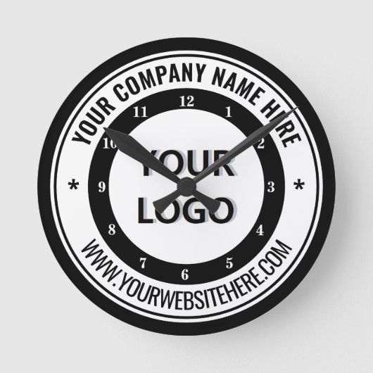 Klok met logo Upload uw logo Voeg tekst naam info  (Voorkant)