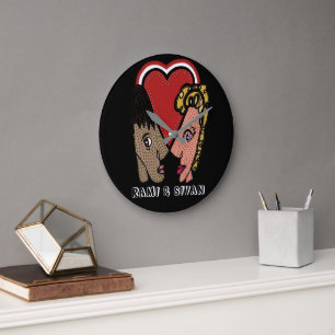 Klok met op maat gemaakte popart-koppel - 2 namen