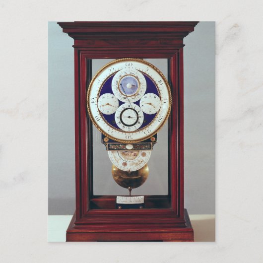 Klok met vier wijzerplaten en de tekens van de briefkaart (Voorkant)